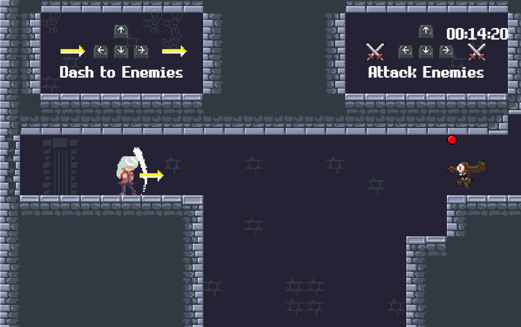 Tutorial callout for dashing into and attacking enemies