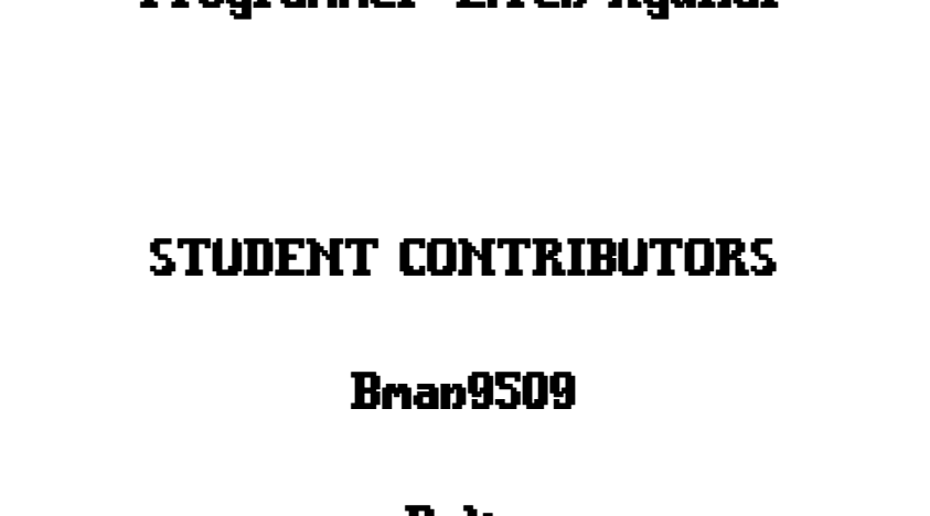 Credits screen crediting student contributors